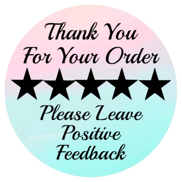 Thank You Stickers Positive Feedback Labels 5 Star Review Packaging - Picture 7 of 15